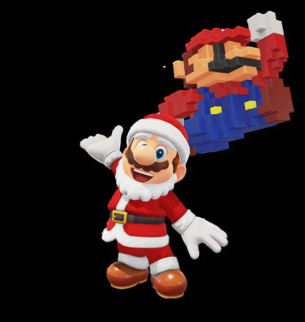 mario with santa hat