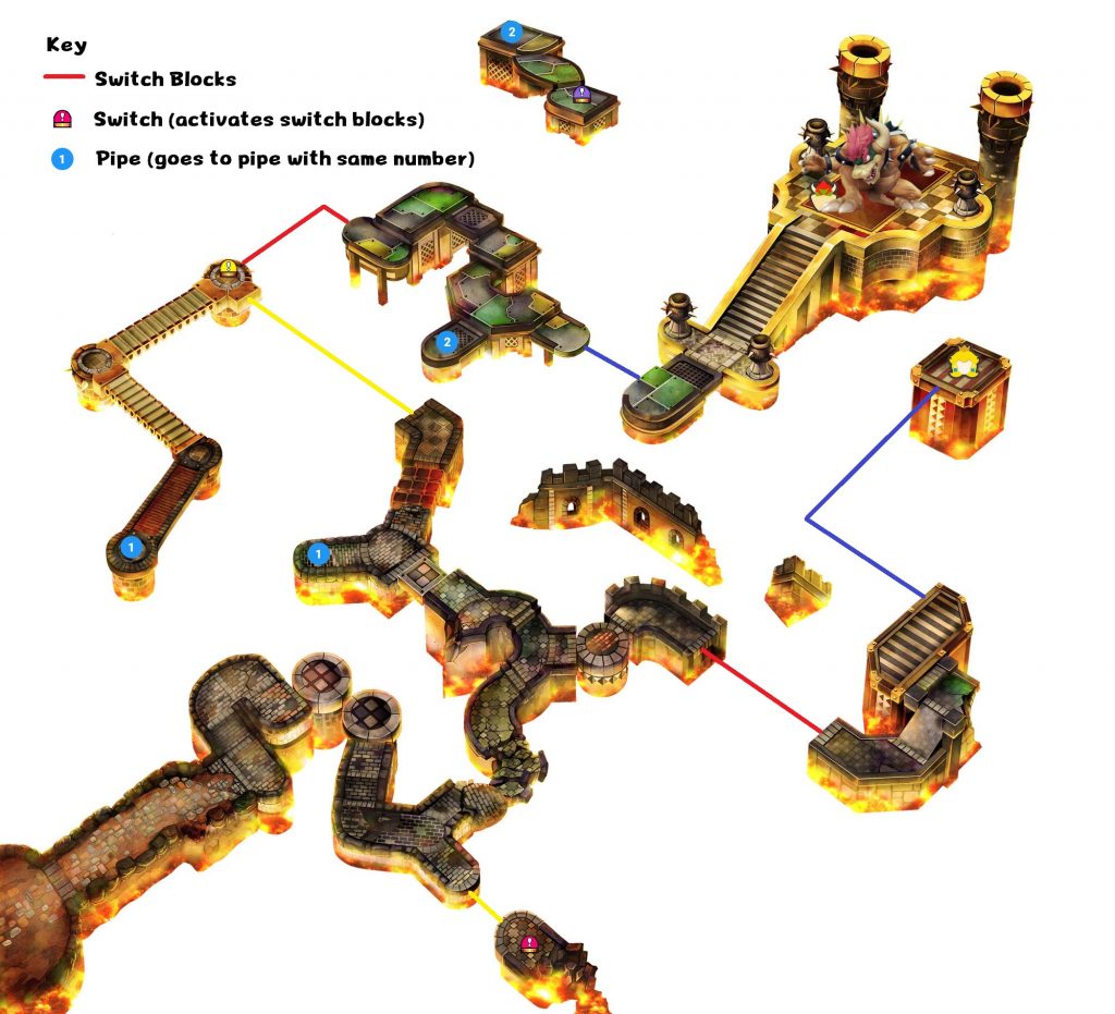 A map of the Molten Castle area in Smash Bros Ultimate
