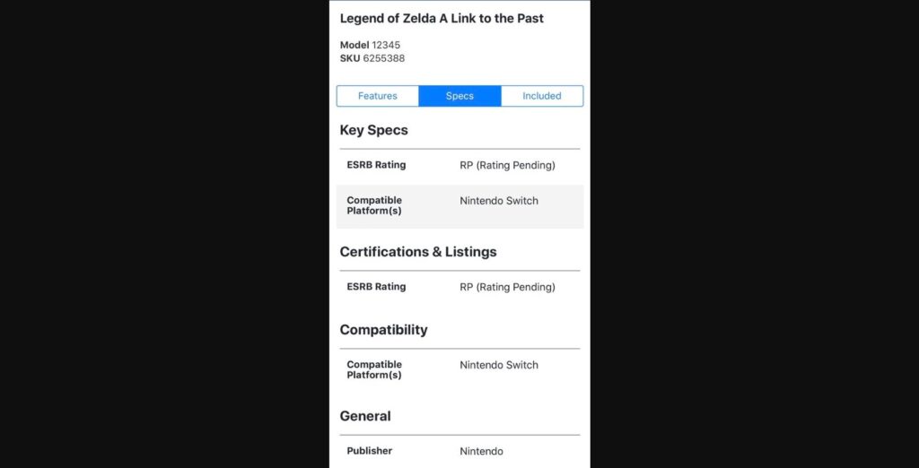 A Link to the Past Listing