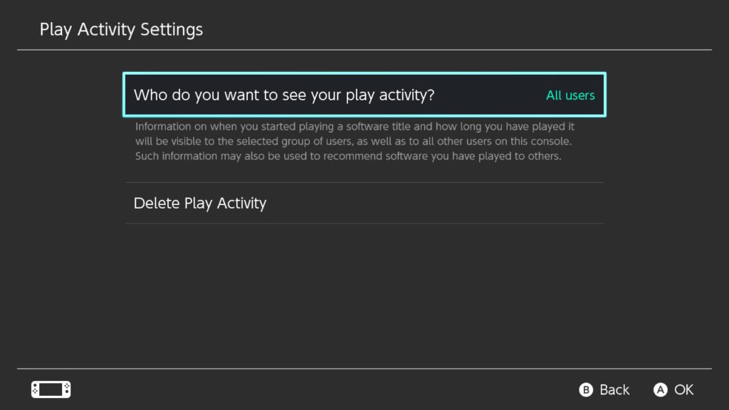 Play Activity Settings