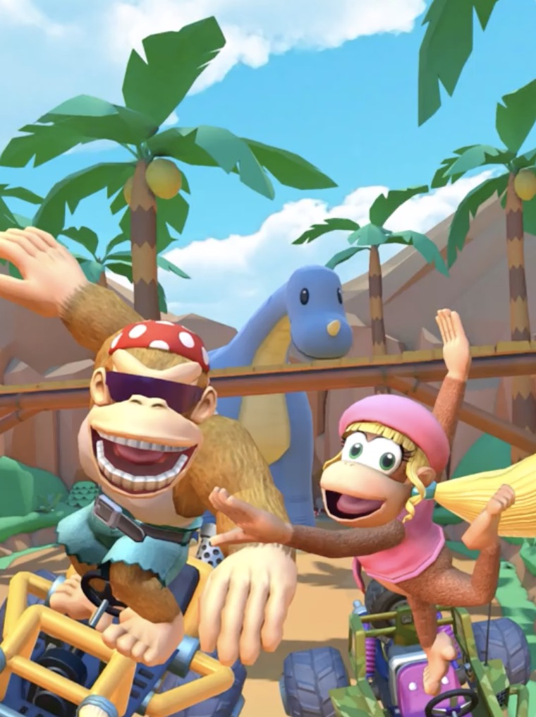 Funky Kong and Dixie Kong in Mario Kart Tour