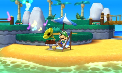 Luigi listening to music
