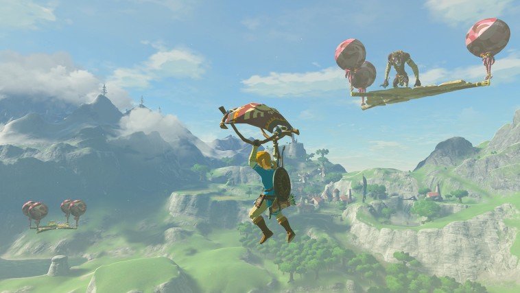 Link glides from a Sky Octorok held camp