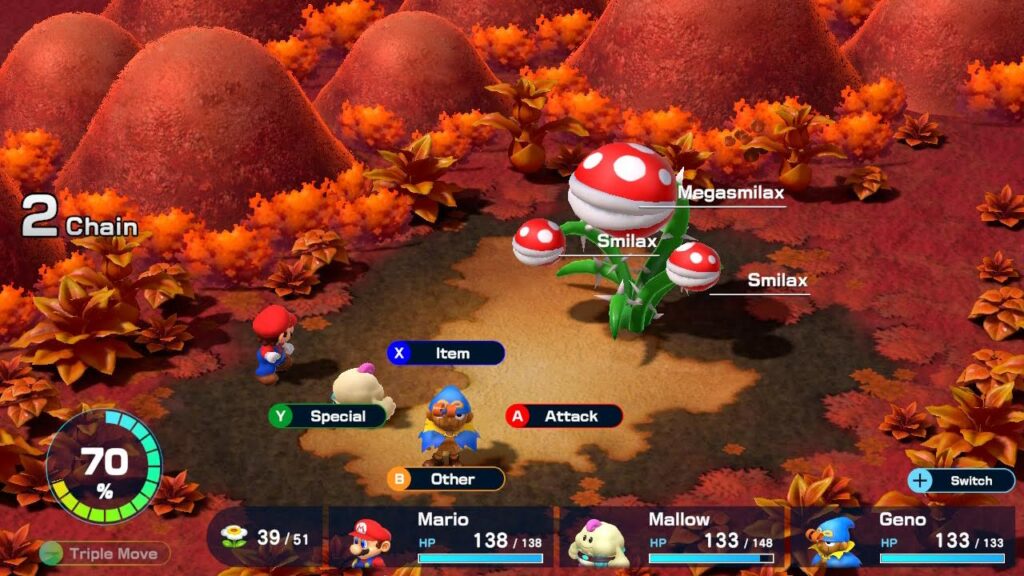 Megasmilax Battle Mario RPG