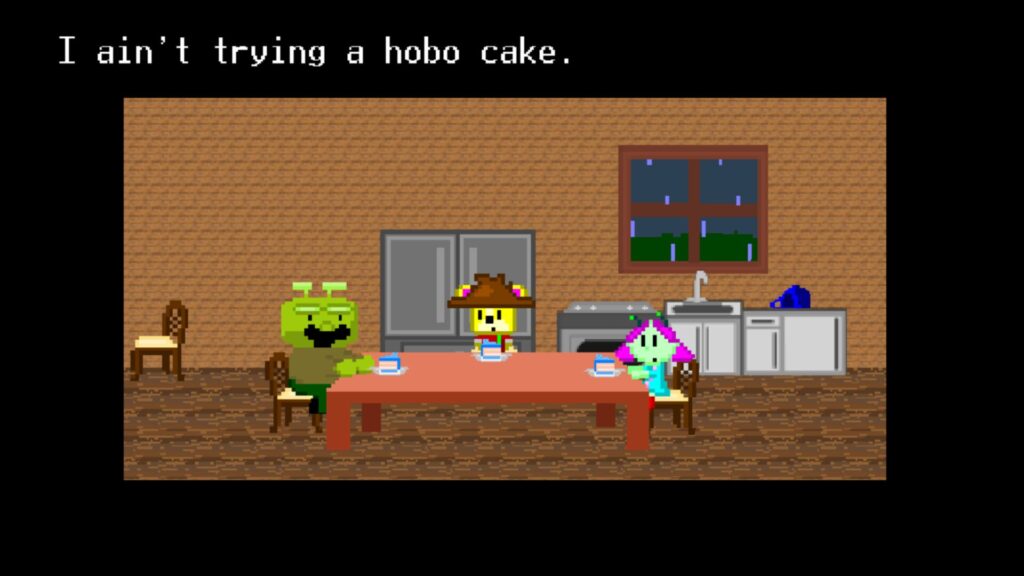 A cutscene where the characters are shown eating in Mystery of Melody Memorial
