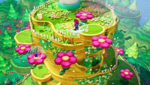 Mario and Luigi jump across flowers in Brothership