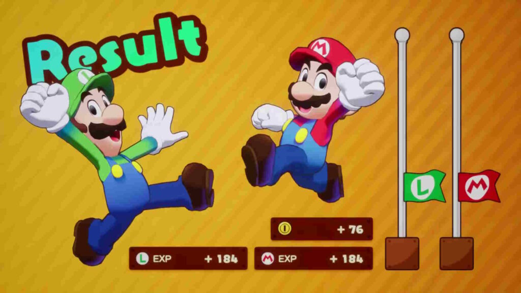 Mario & Luigi Brothership Results Screen