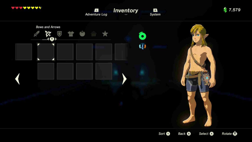 A nuked inventory in Breath of the Wild