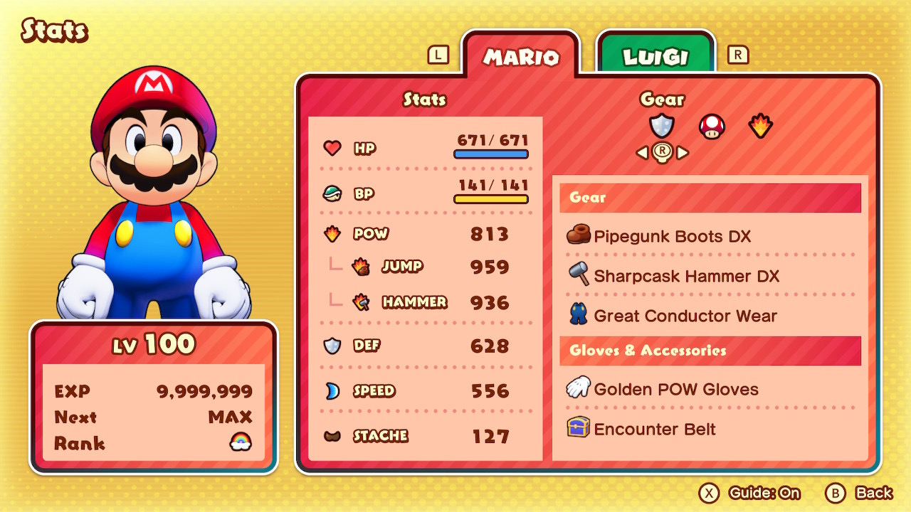 Level 100 Stats Mario