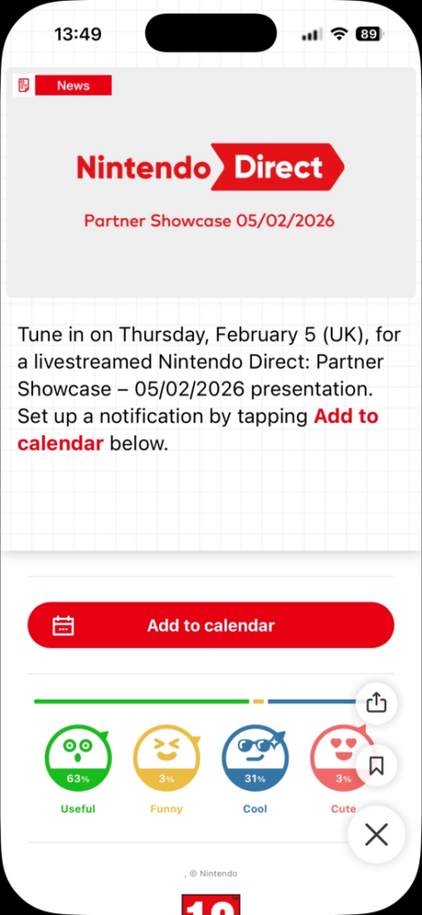 Feb 2026 Nintendo Direct Announcement (Nintendo Today)