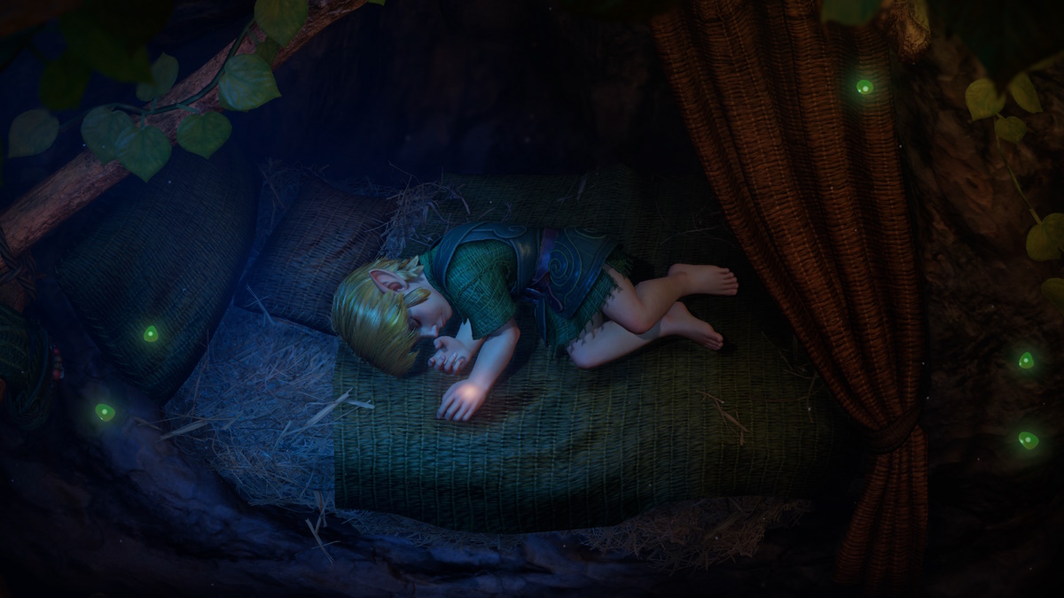 Young Link sleeping in Ocarina of Time on Switch 2