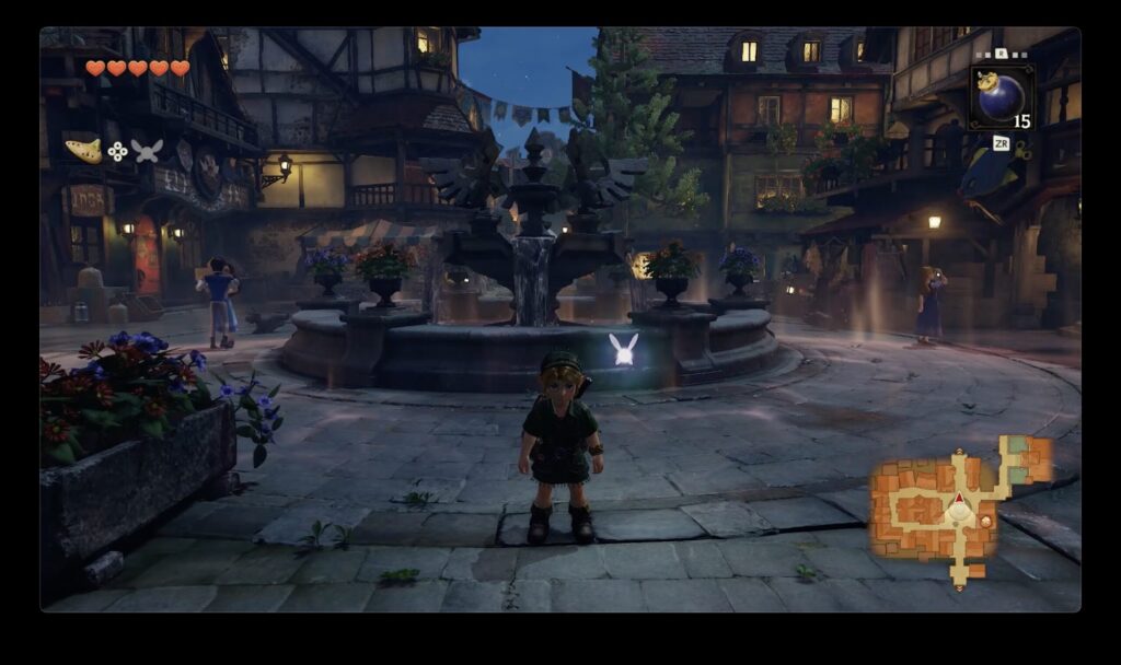 Hyrule Castle Town Market at Night in Ocarina of Time Switch 2