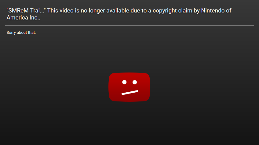 Super Mario ReMaker trailer removal notice on YouTube