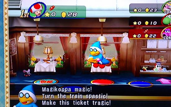 Kamek saying 'spastic' in Mario Party 8