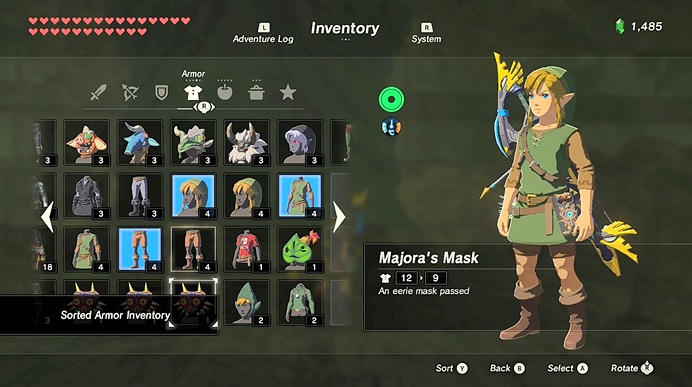 Link has multiple copies of the Wild set in Breath of the Wild